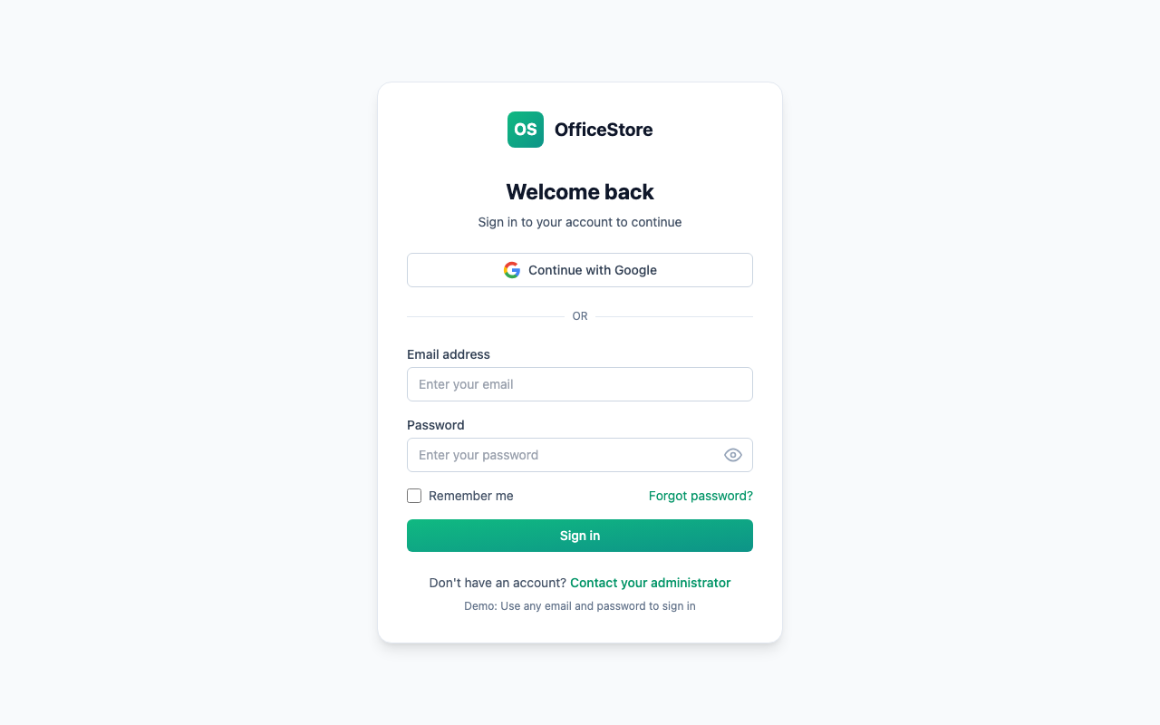 Login page