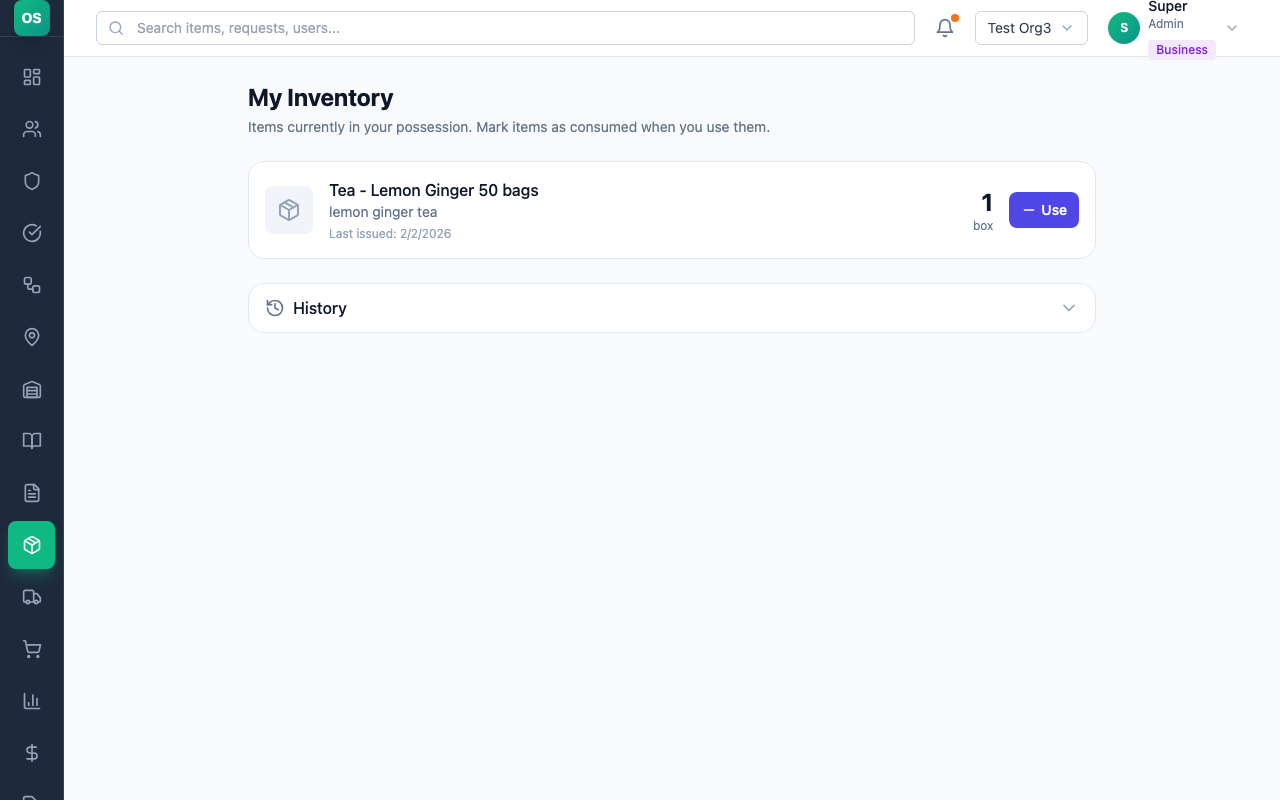 My Inventory page